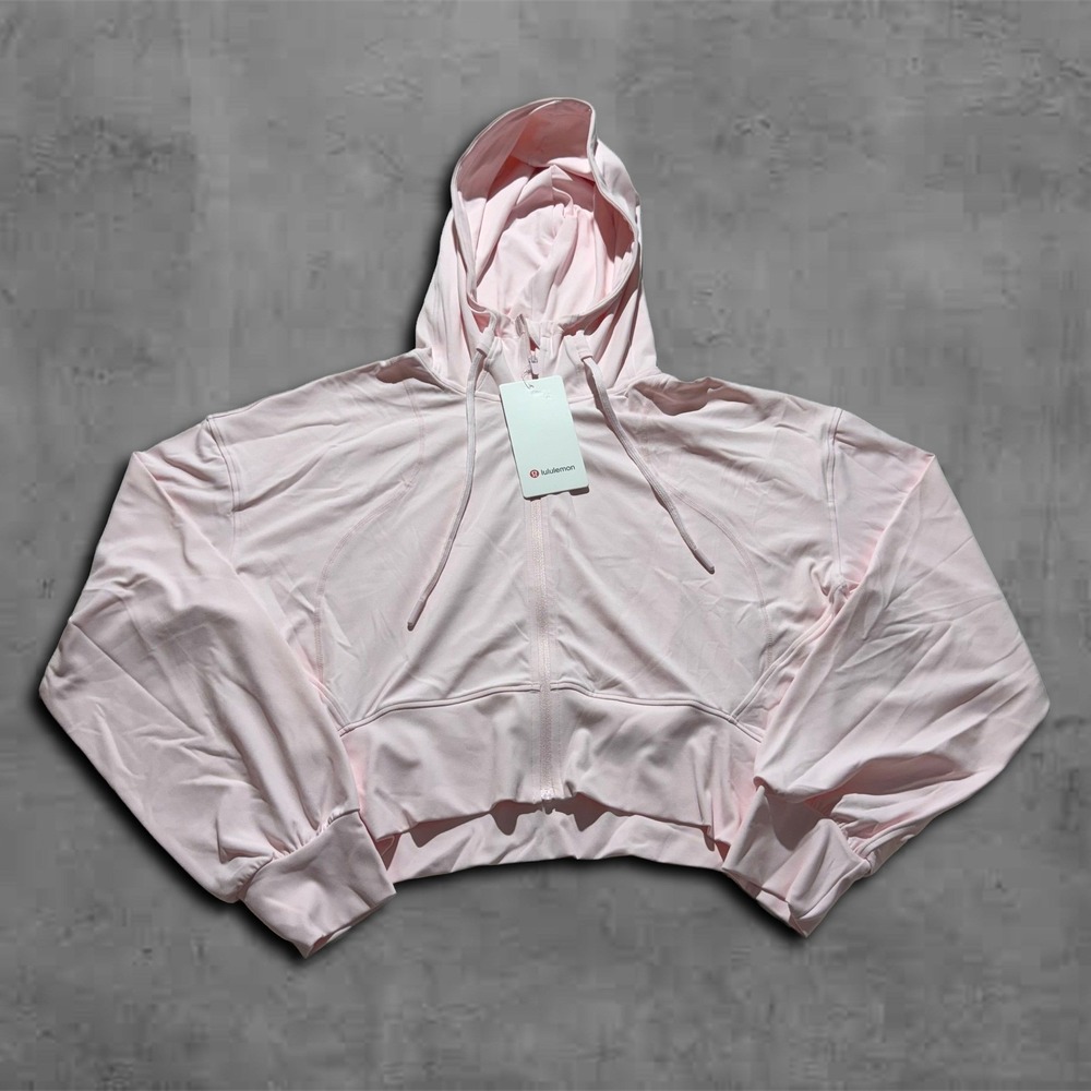 Modern Cropped Pink Lululemon Full Zip Up Scuba Hoodie